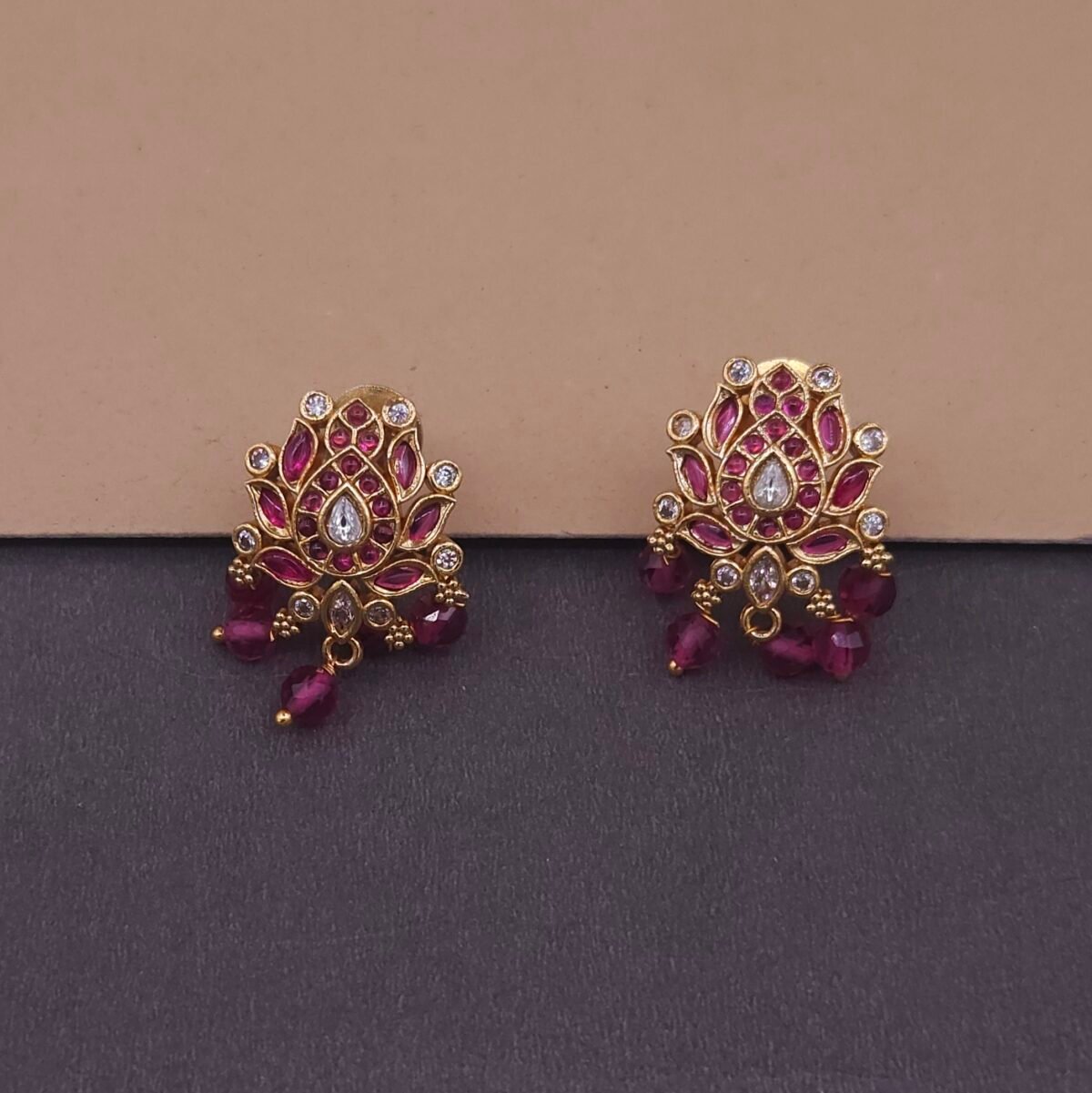 traditional lotus temple jewelry necklace set