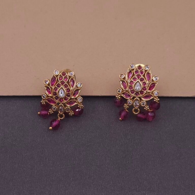 traditional lotus temple jewelry necklace set