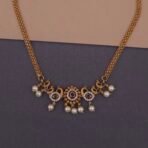 khianaa peacock kemp stone temple necklace set with pearl drops