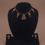 khianaa oval kemp stone temple necklace set with pearl drops