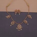 khianaa oval kemp stone temple necklace set with pearl drops
