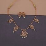 khianaa oval kemp stone temple necklace set with pearl drops