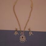khianaa royal kemp stone temple necklace set with pearl drops