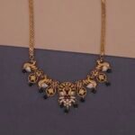 khianaa peacock temple necklace set with green bead drops