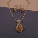 khianaa lakshmi temple necklace set with green bead drops