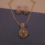 khianaa lakshmi temple necklace set with green bead drops