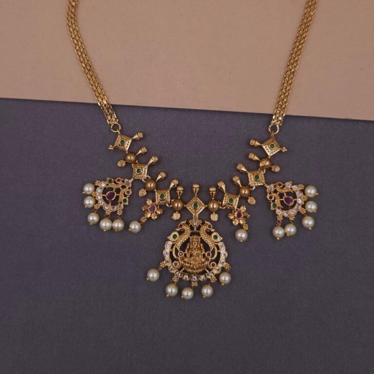 khianaa lakshmi temple necklace set with pearl drops