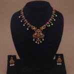 peacock temple necklace with lakshmi pendant