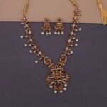 Khianaa Lakshmi Peacock Temple Necklace Set with Pearl Drops