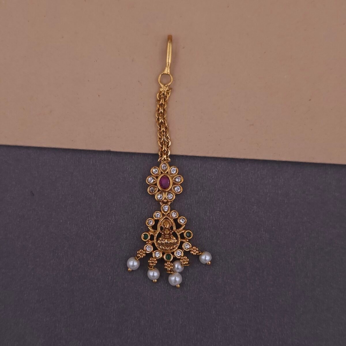 antique gold temple jewelry with kemp stones and pearls