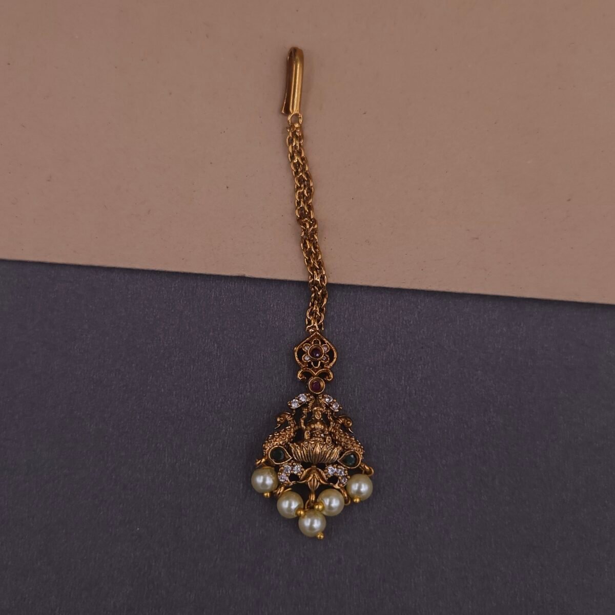 antique gold temple jewelry with pearl drops