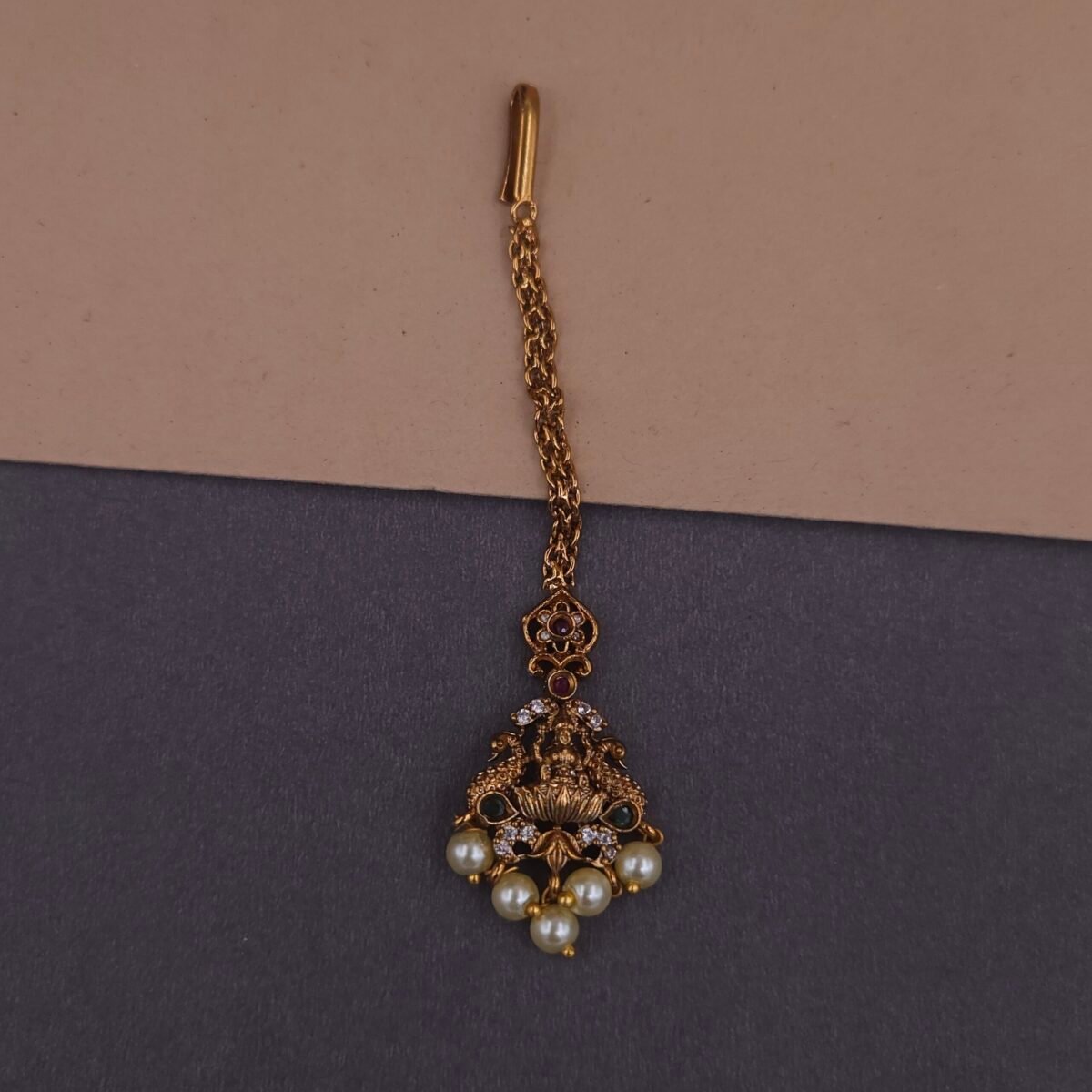 antique gold temple jewelry with pearl drops