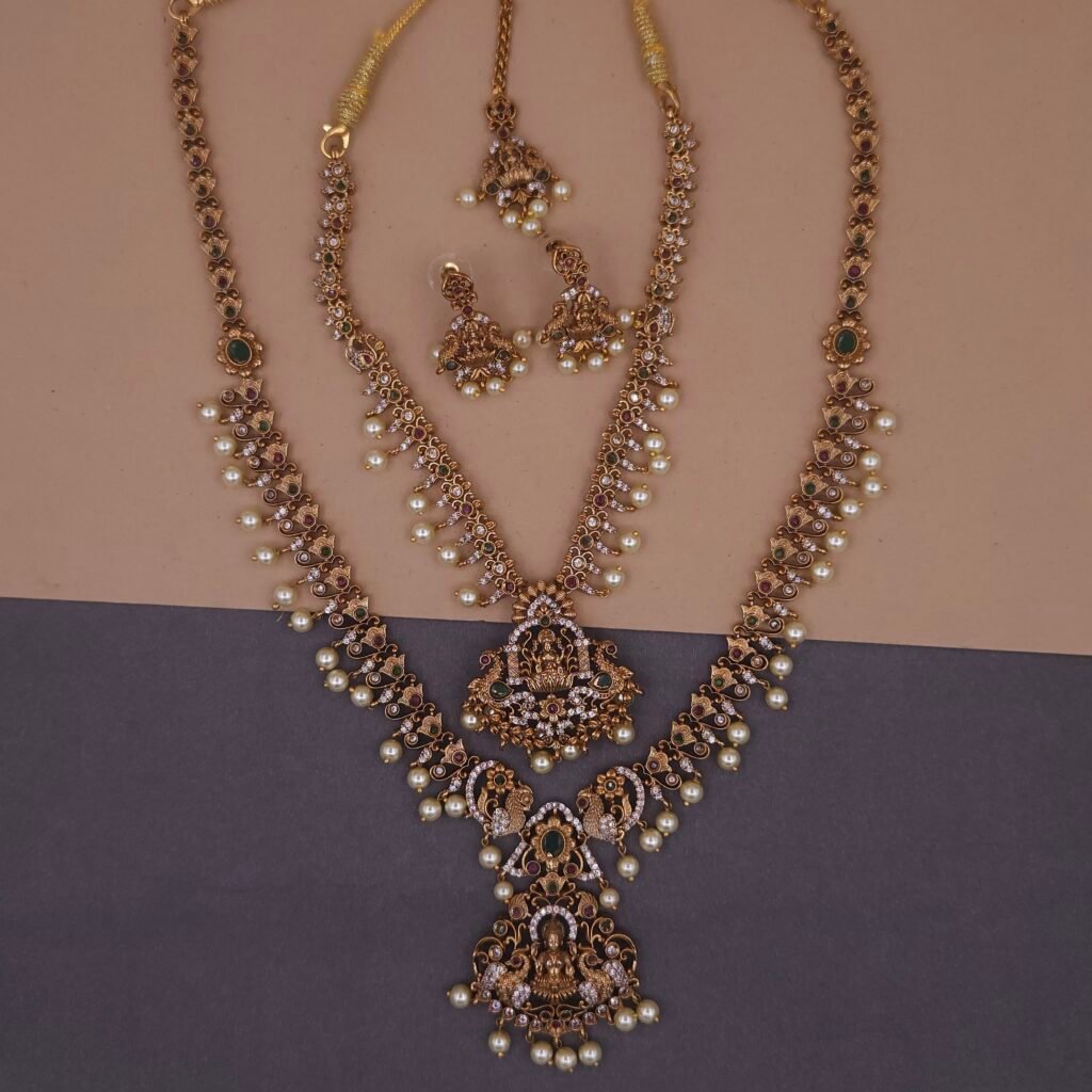 lakshmi peacock temple bridal jewelry set