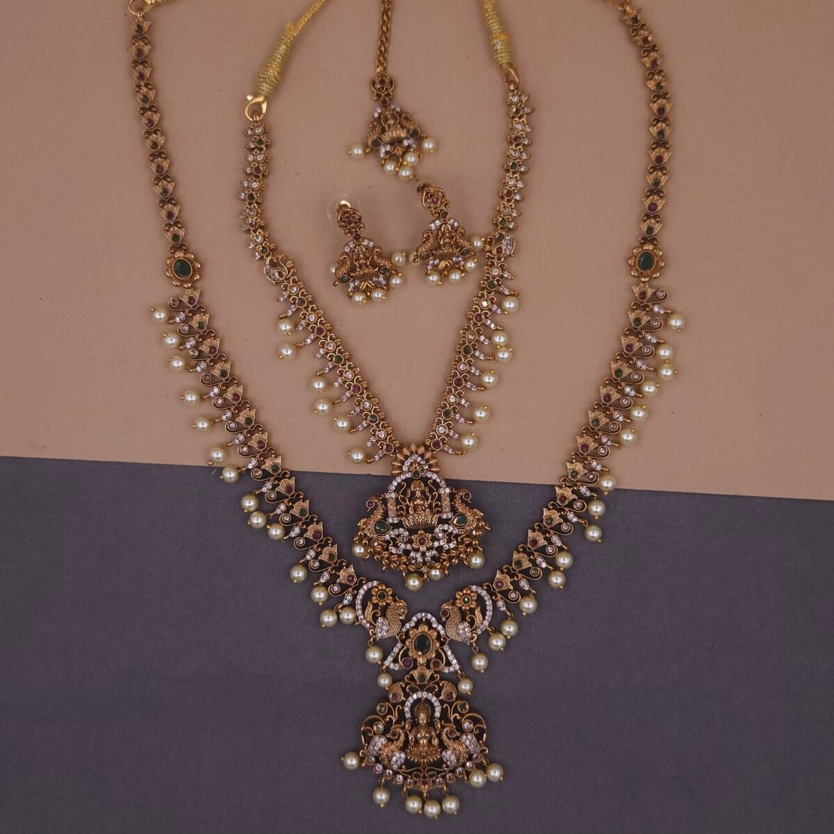 lakshmi peacock temple bridal jewelry set