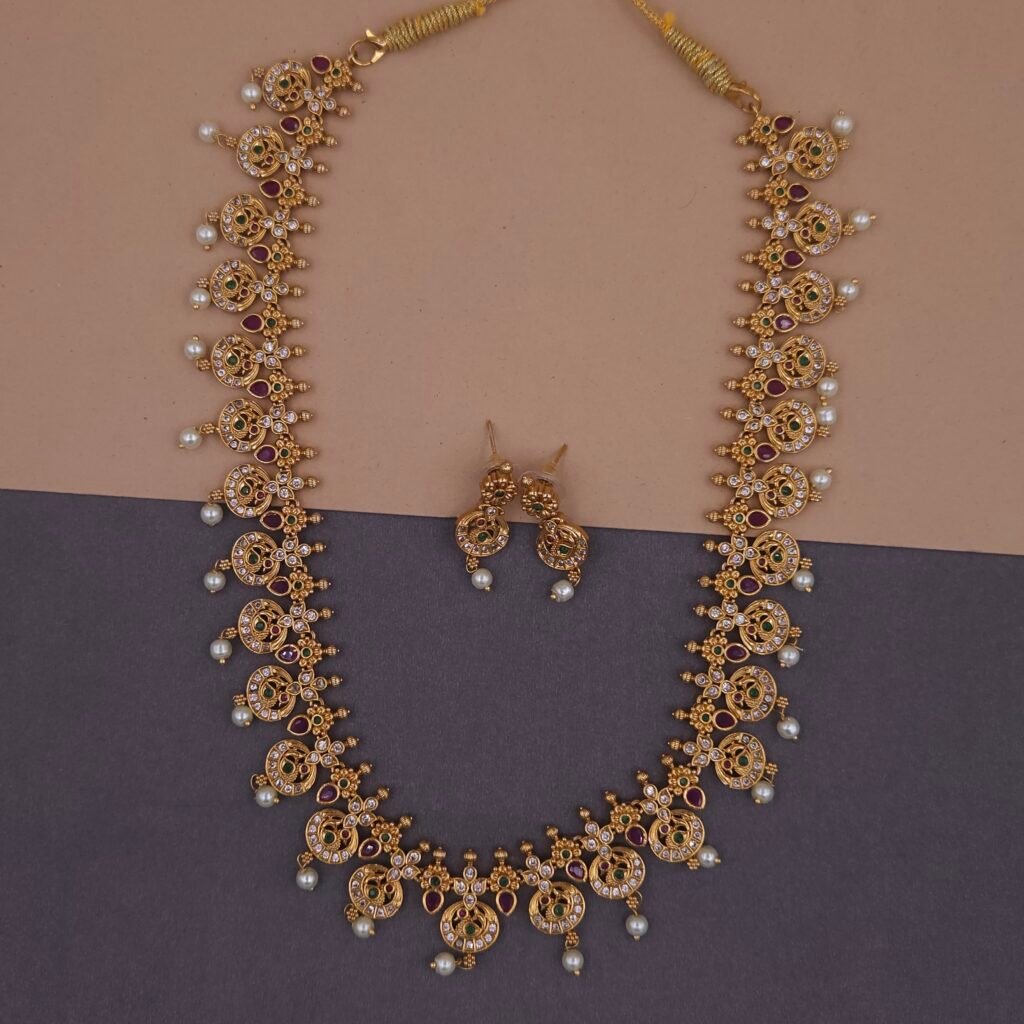 peacock coin temple jewelry set