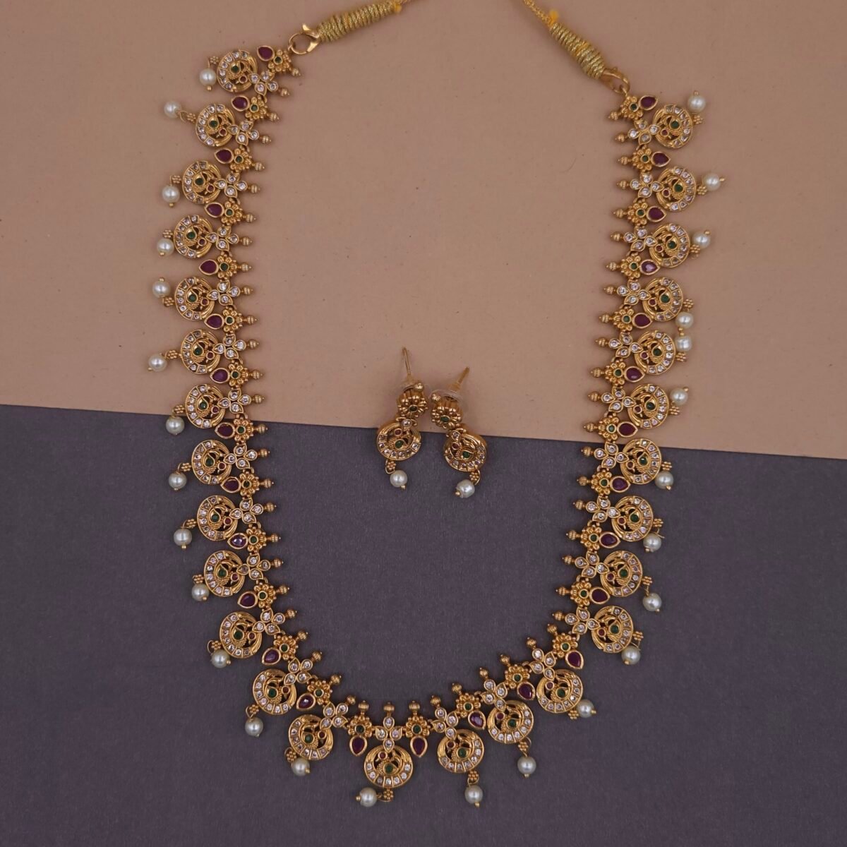 peacock coin temple jewelry set
