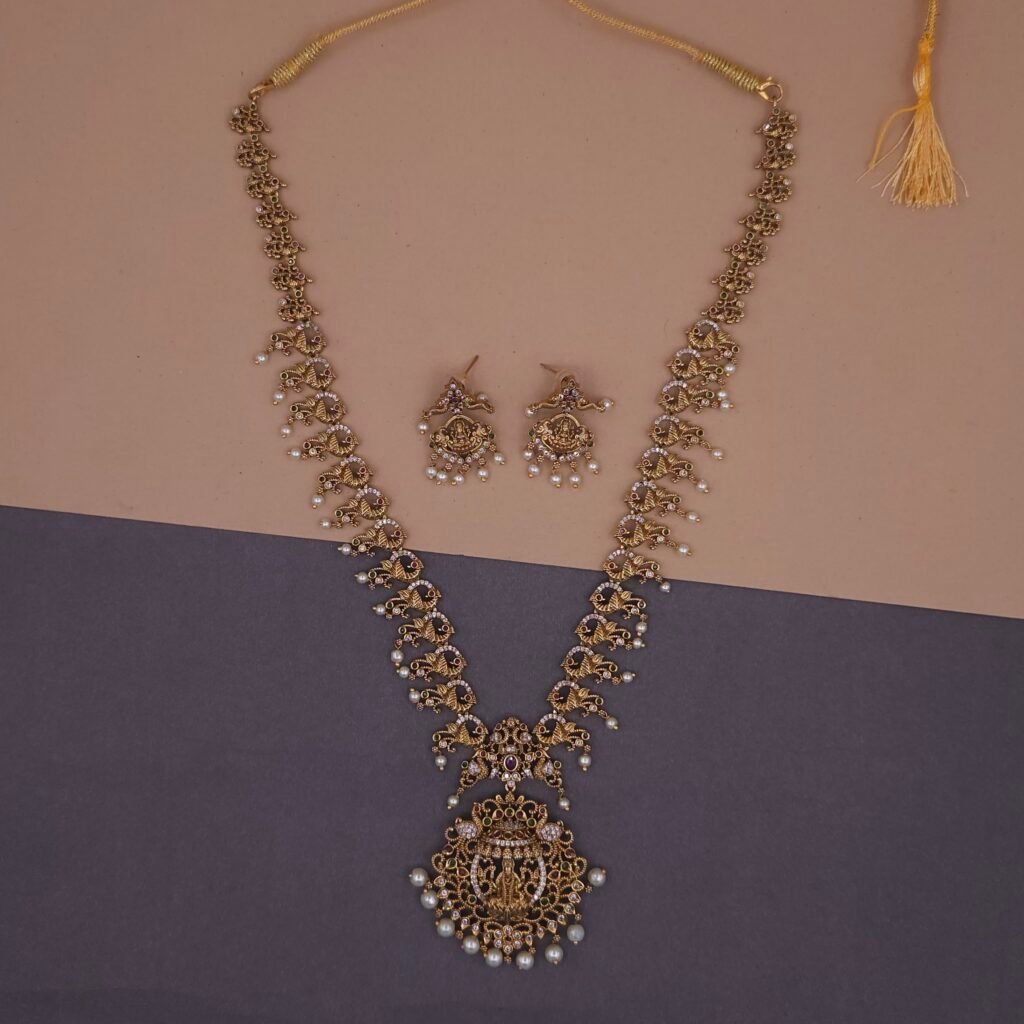 peacock temple jewelry necklace set