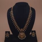 Khianaa Antique Lakshmi Peacock Temple Necklace Set with Pearl Drops